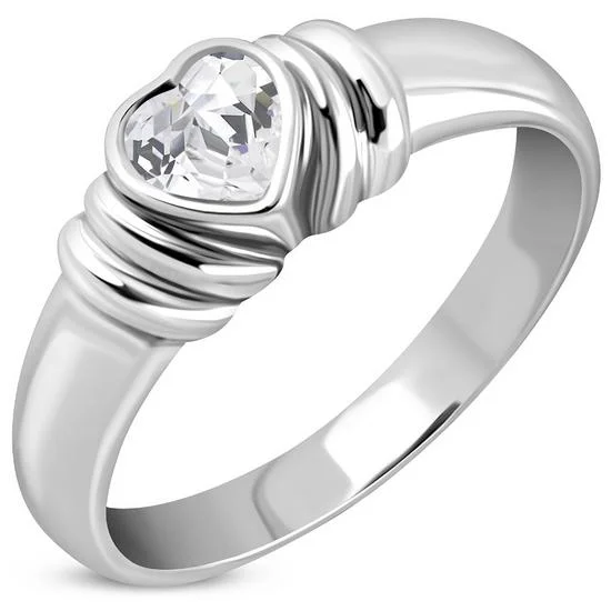 CZ Heart Sterling Silver Ring,  r283