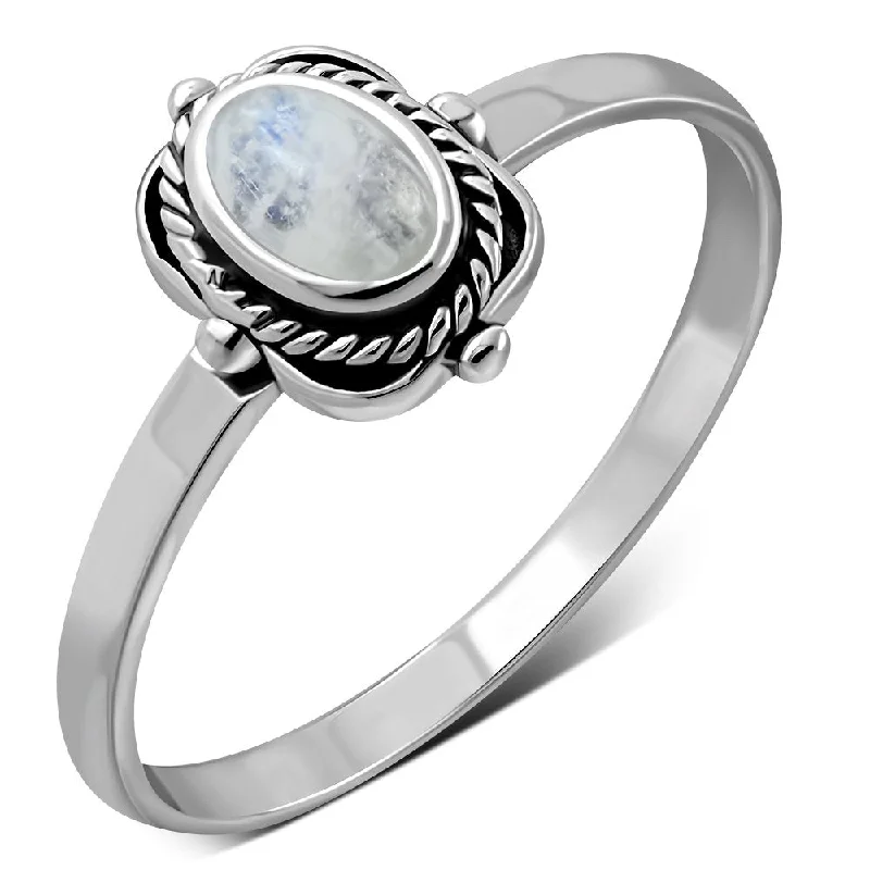 Rainbow Moonstone Sterling Silver Ring