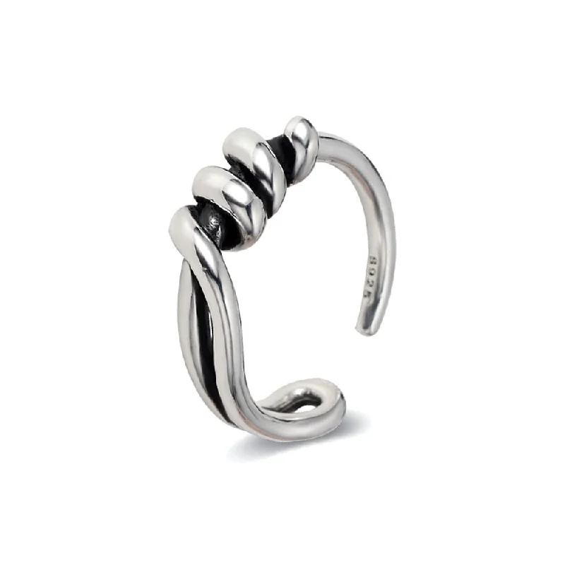 Geometric Sterling Silver Line Wrap Band Ring