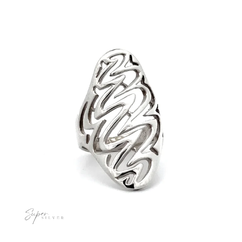 Oval Freestyle Band Silver Ring