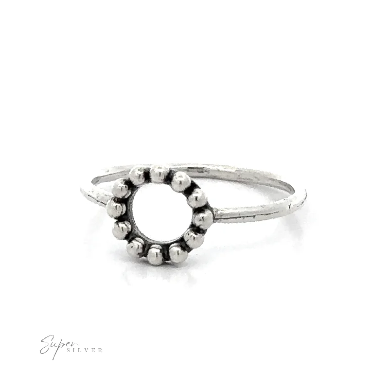 Silver Ring With Circle And Beads