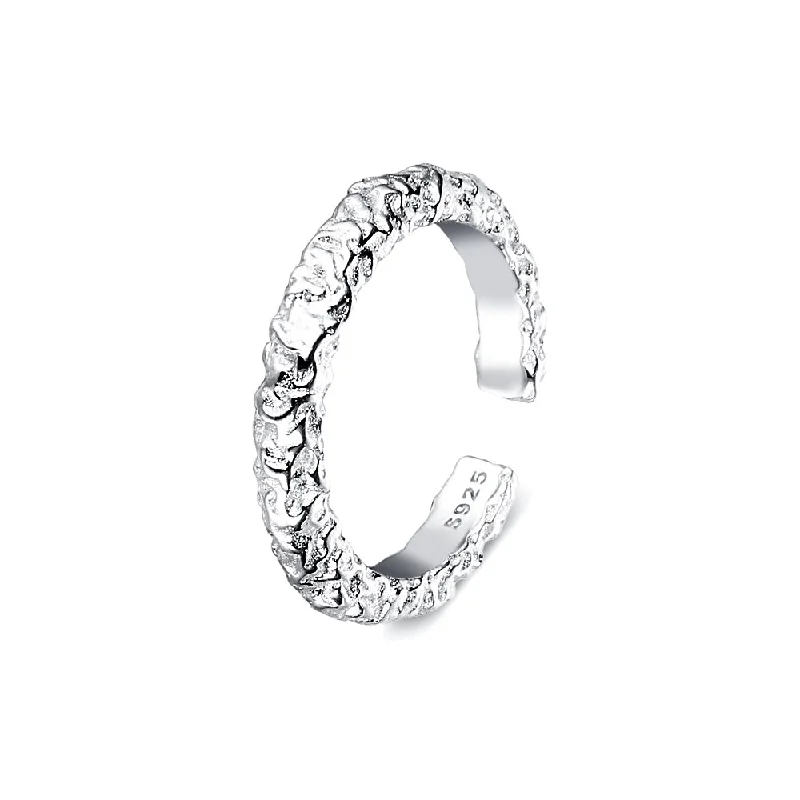 Simple Tinfoil Textured Sterling Silver Band Ring