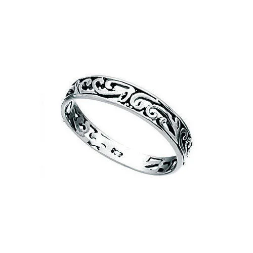 Ladies Slim Filigree Sterling Silver Ring