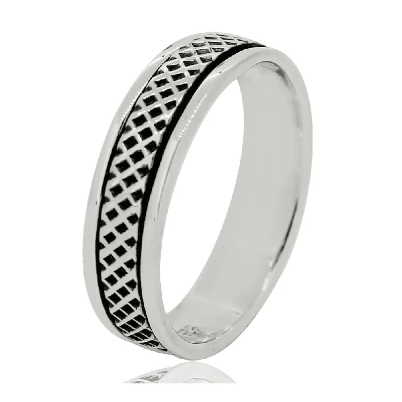 Sterling Silver Lattice Design Spinning Ring for Women, Men