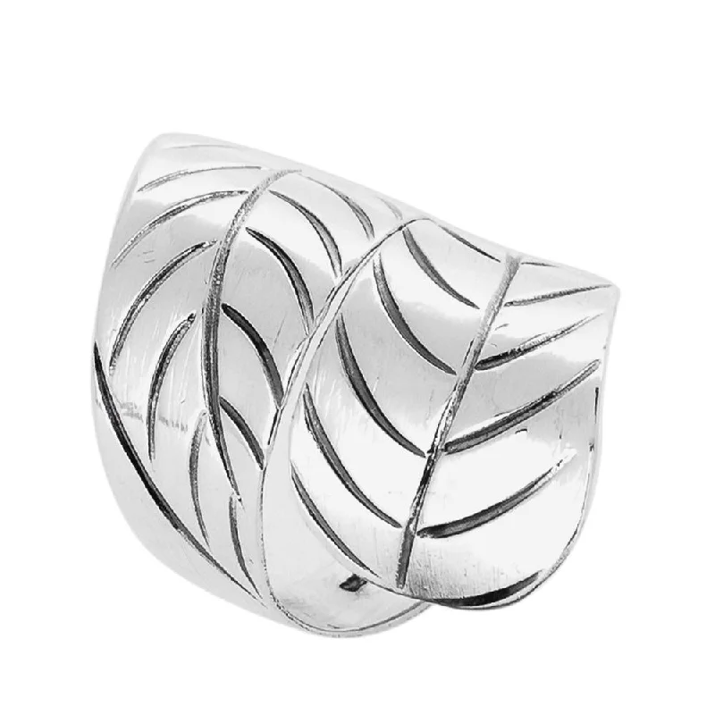 Solid 925 Sterling Silver Ring Leaf Design for Women