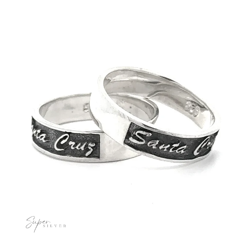 Sterling Silver Santa Cruz Ring With Cursive Text