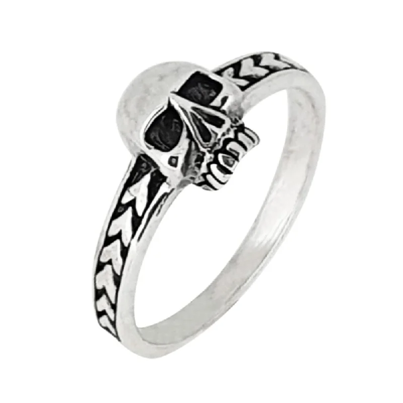 Delicate 925 Sterling Silver Skull Ring for Women and Girls