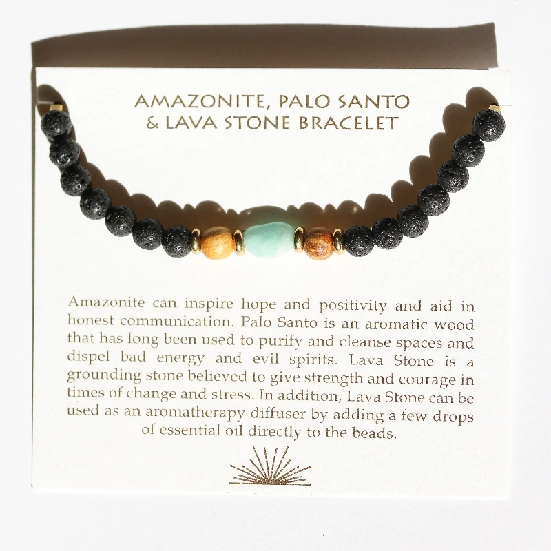 Amazonite + Palo Santo + Lava Stone Bracelet