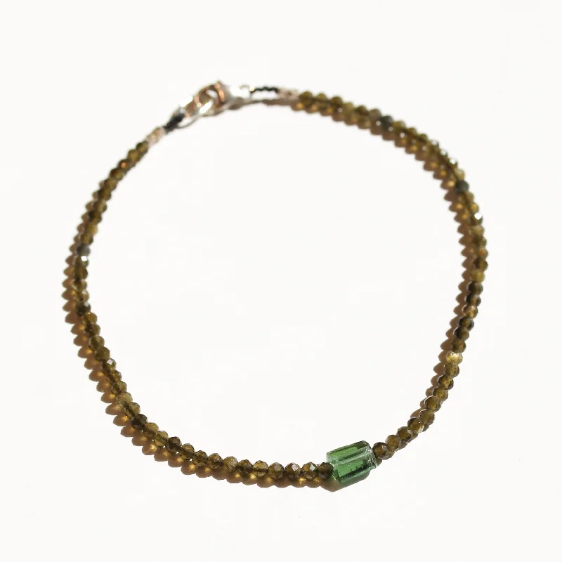 Cats Eye + Green Tourmaline Bracelet No.40