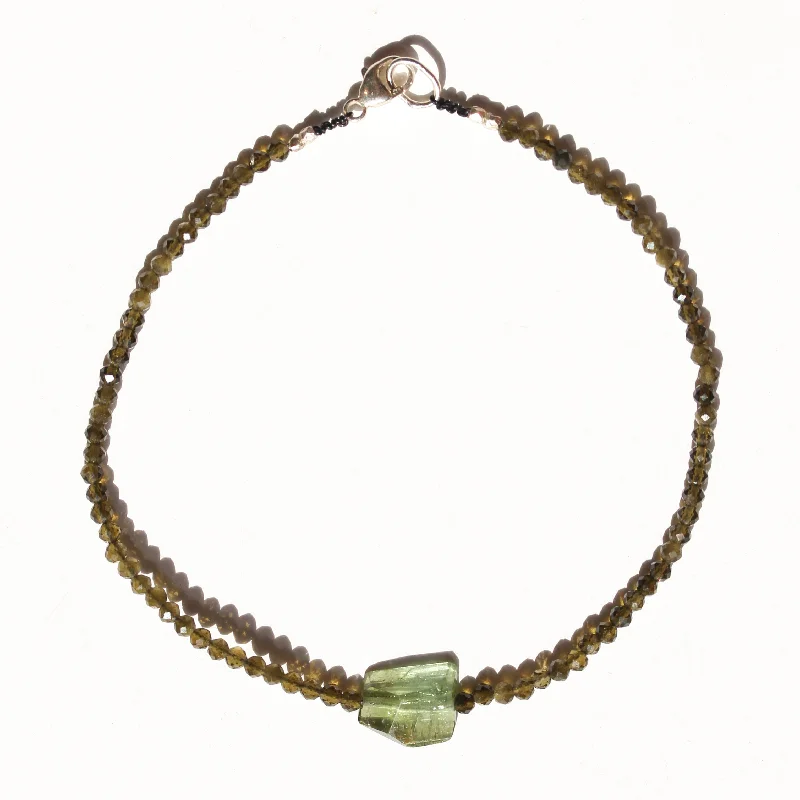 Cats Eye + Green Tourmaline Bracelet No.55