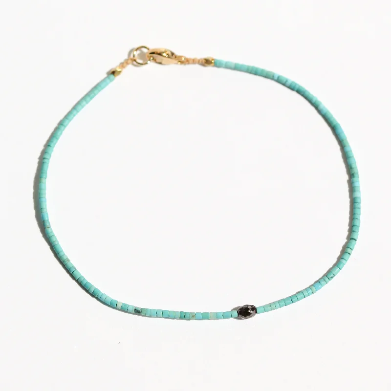 Heishi Turquoise + Black Diamond Bracelet no. 76