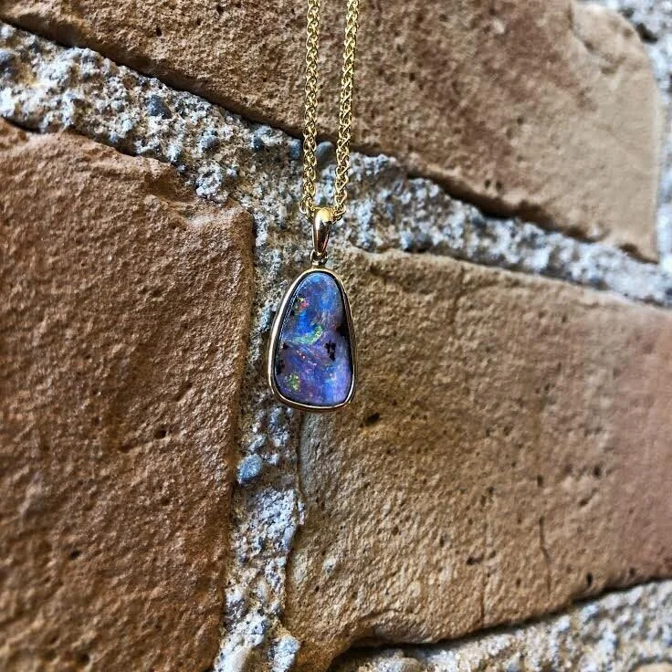 Purple Boulder Opal Pendant