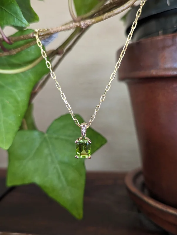 Emerald Cut Peridot Pendant