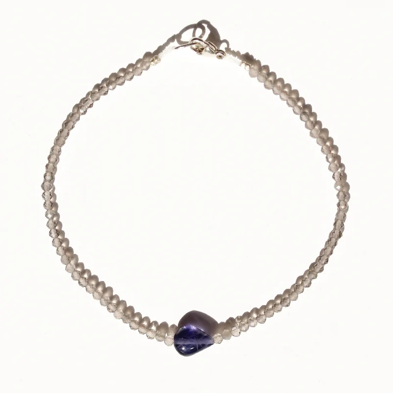 Grey Moonstone + Iolite Bracelet No.59