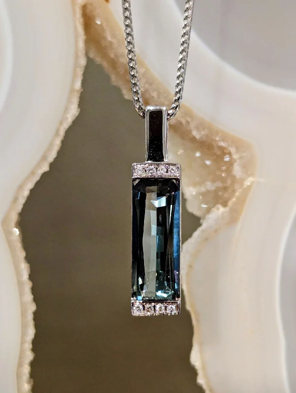 Grey Tourmaline Bar Pendant