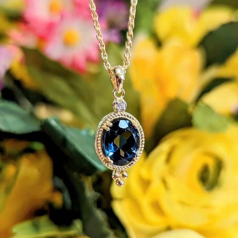 London Blue Topaz Beaded Pendant