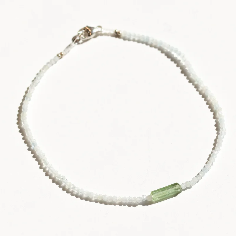 Moonstone + Green Tourmaline Bracelet No.29