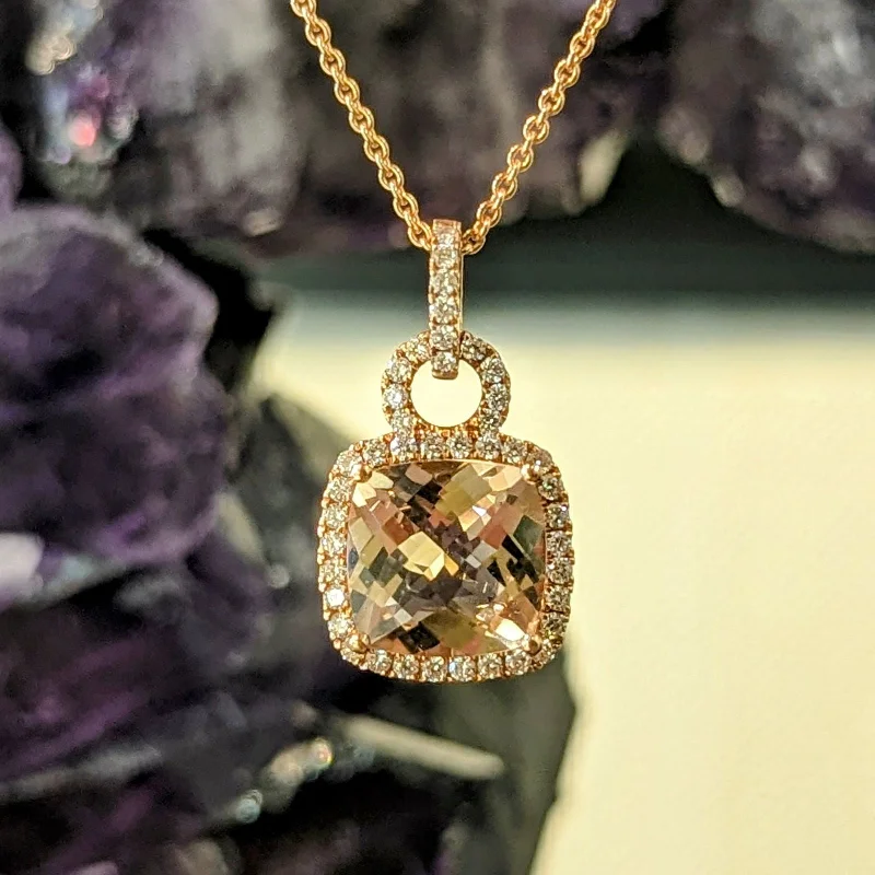 Morganite Halo Pendant