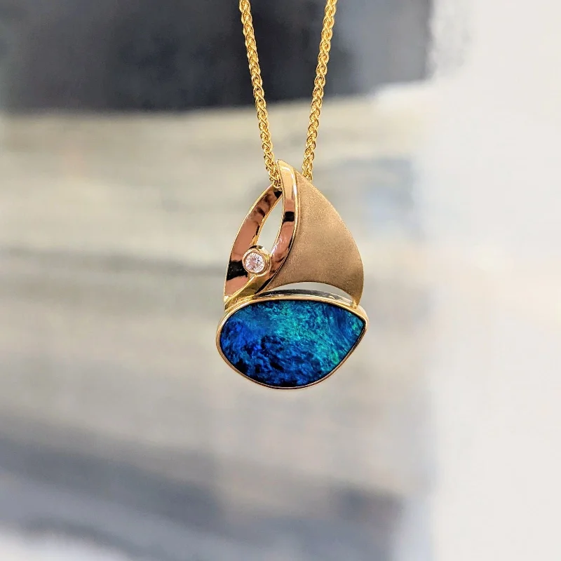 Opal Sailboat Pendant