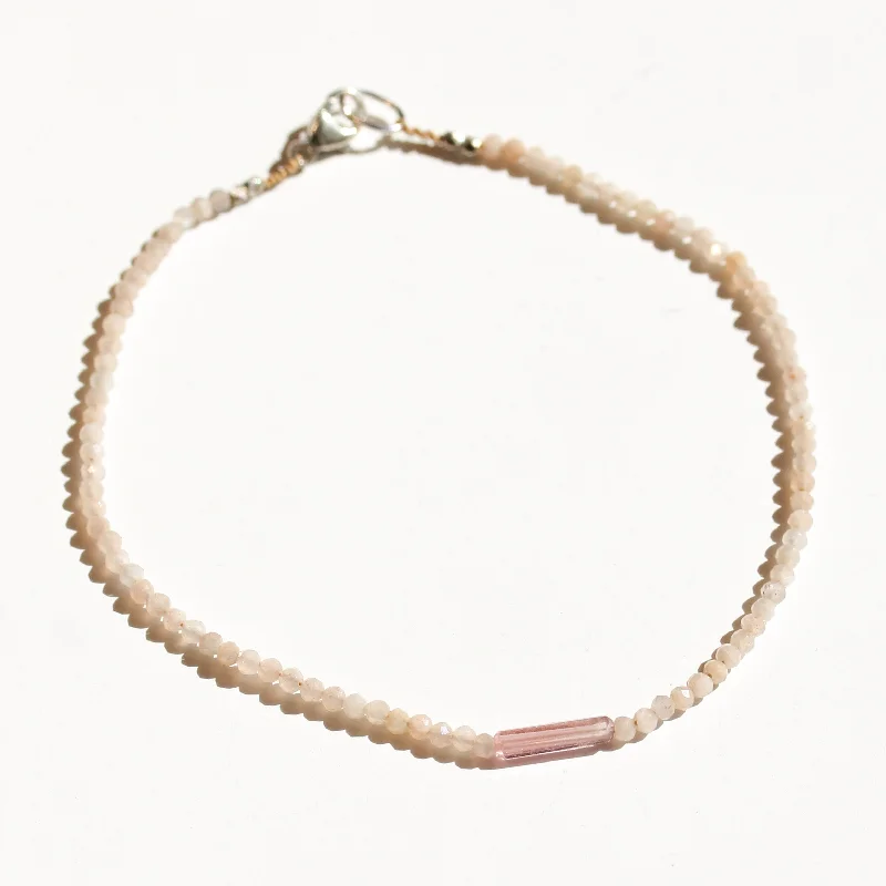 Peach Moonstone + Tourmaline Bracelet No.26