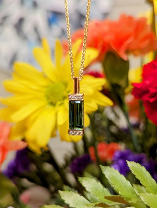 Green Tourmaline Bar Pendant