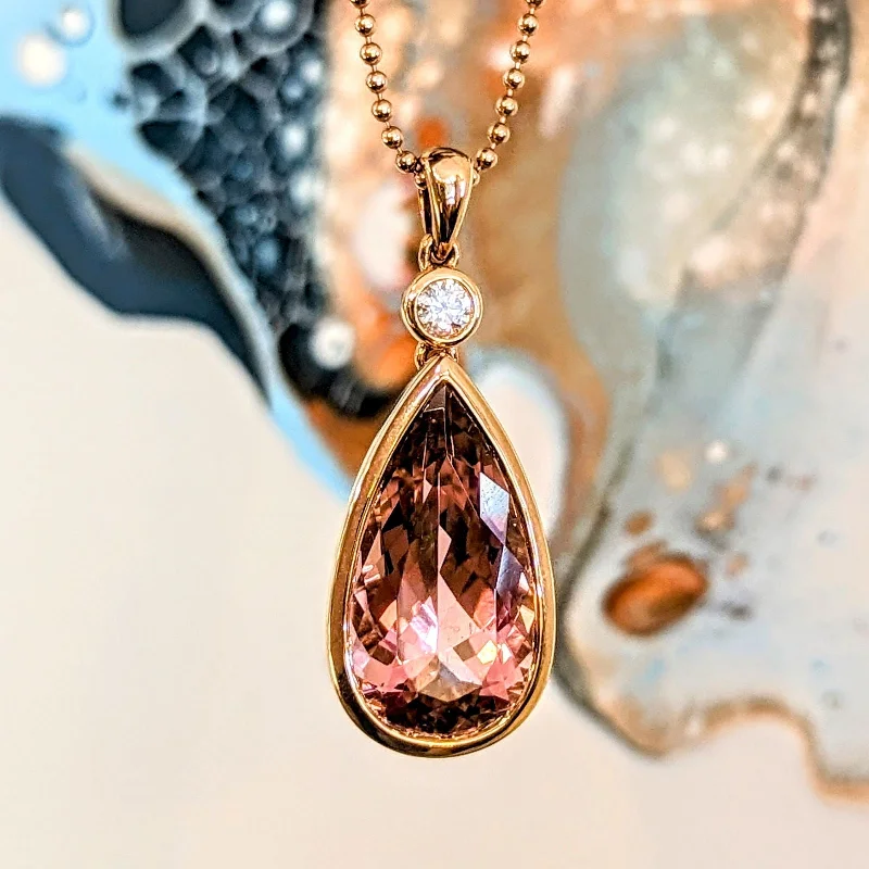 Pink tourmaline teardrop pendant