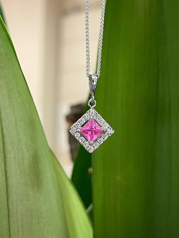 Pink Sapphire & Diamond Pendant