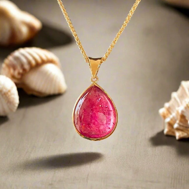 Pink Tourmaline Cabochon Pendant