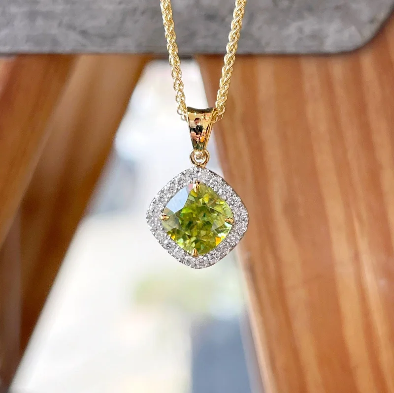 Sphene Diamond Pendant