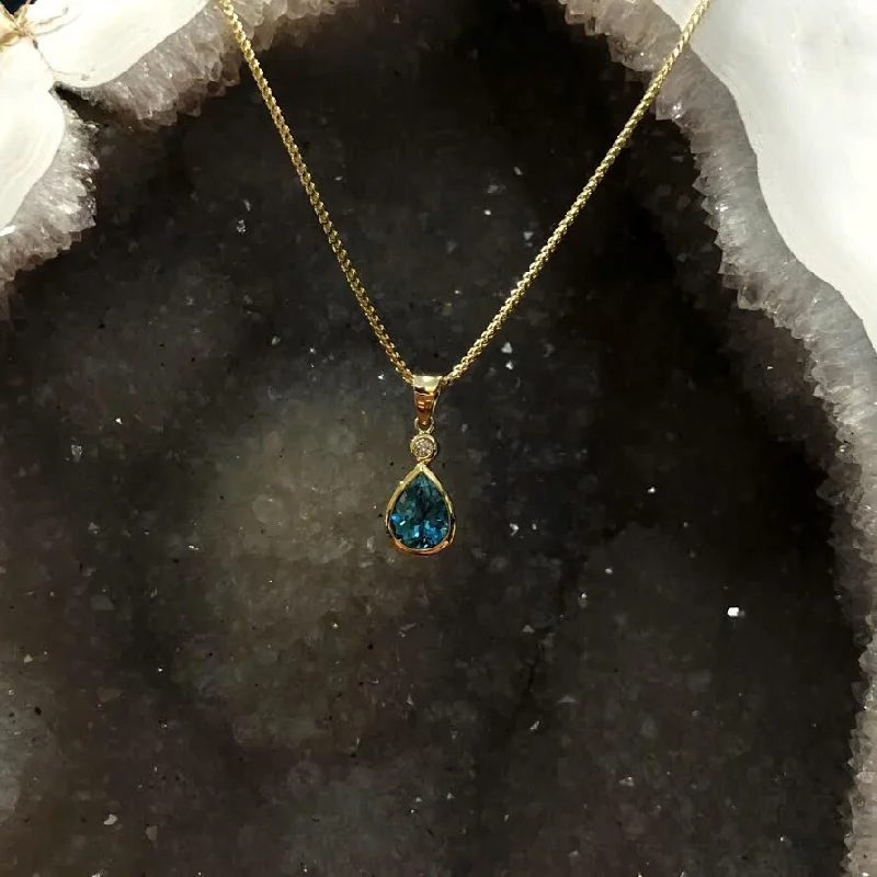 Teardrop Blue Zircon Pendant