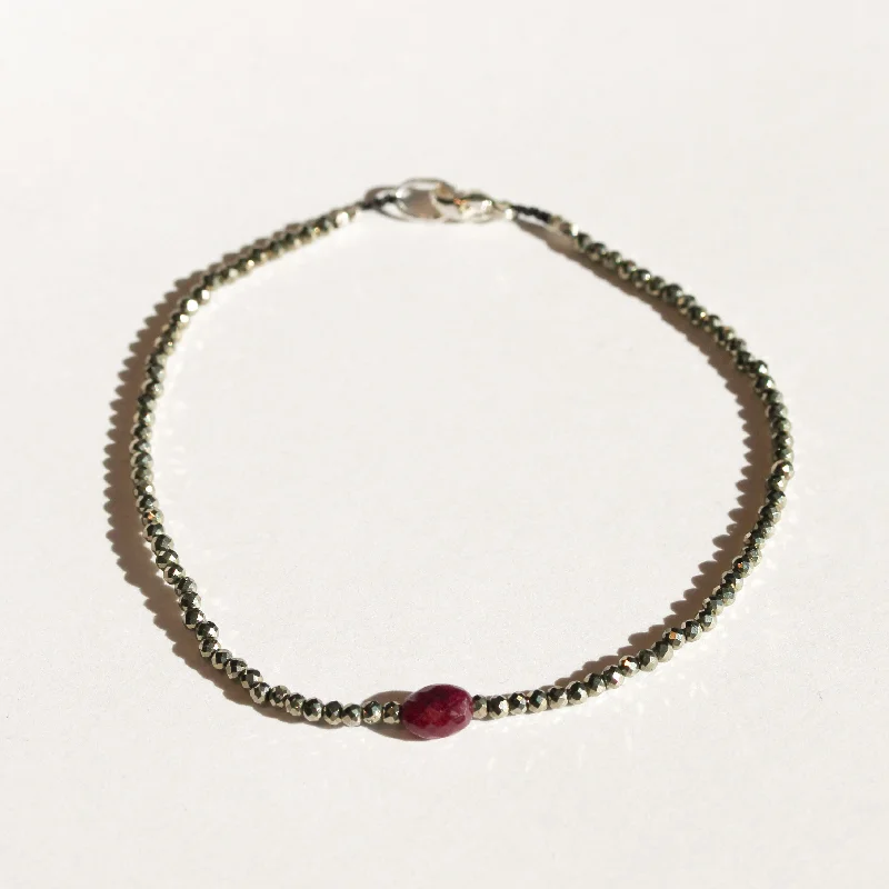 Pyrite + Ruby Bracelet