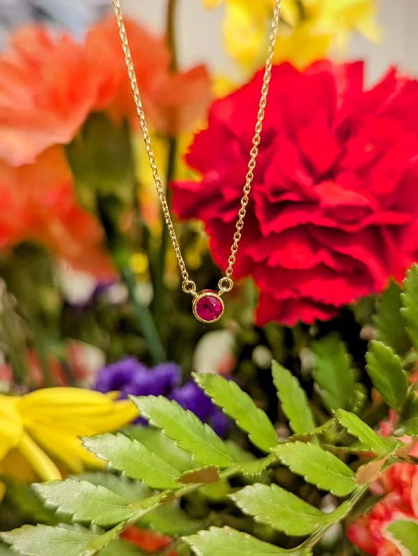 Ruby Bezel Necklace