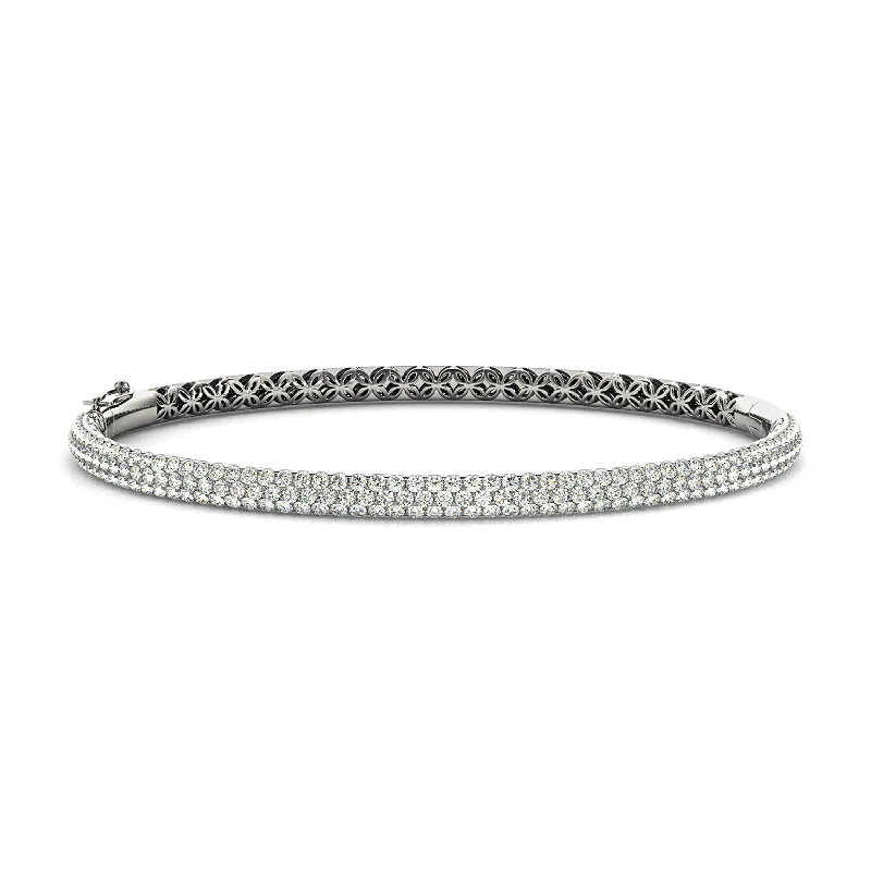 Three Row 2.63 ctw Round Diamond Bracelet Pave Set