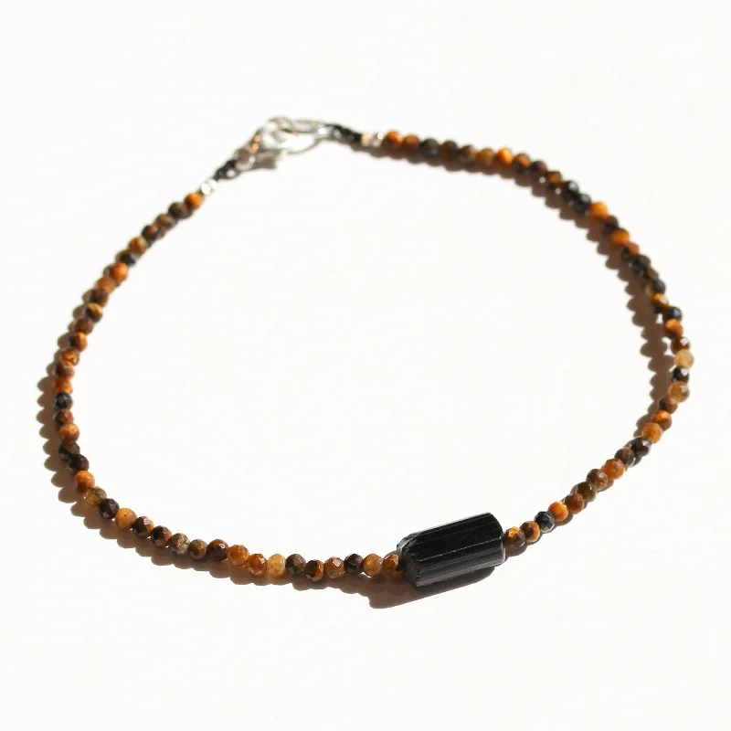 Tigers Eye + Black Tourmaline Bracelet No.15