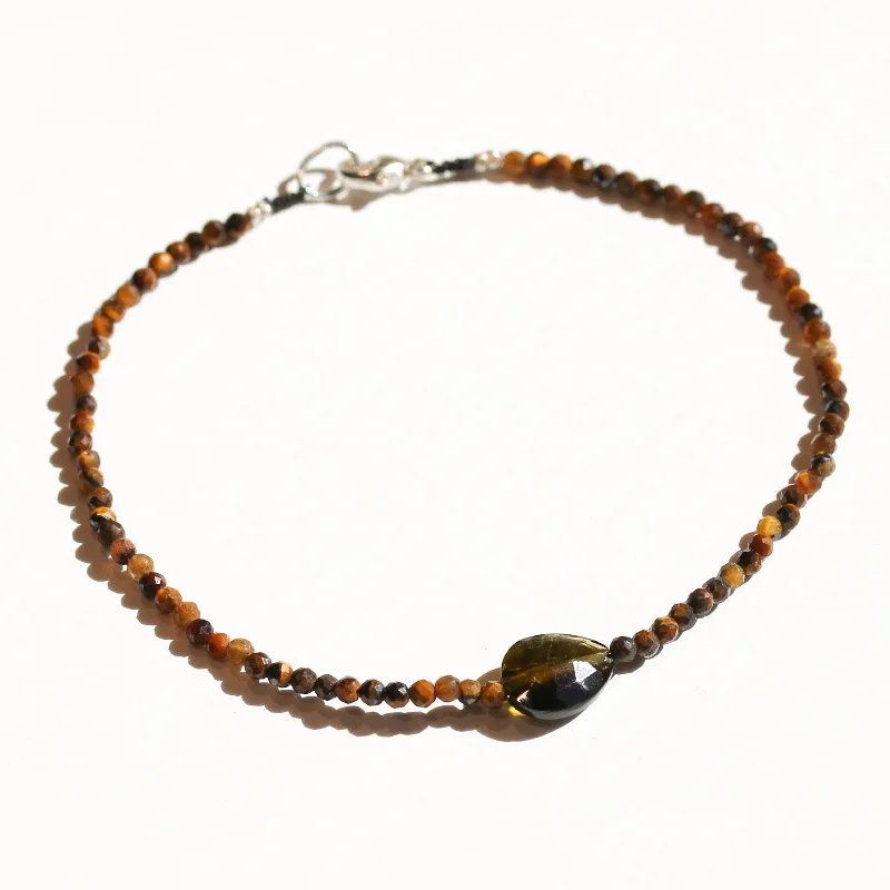 Tigers Eye +Tourmaline Bracelet No.16