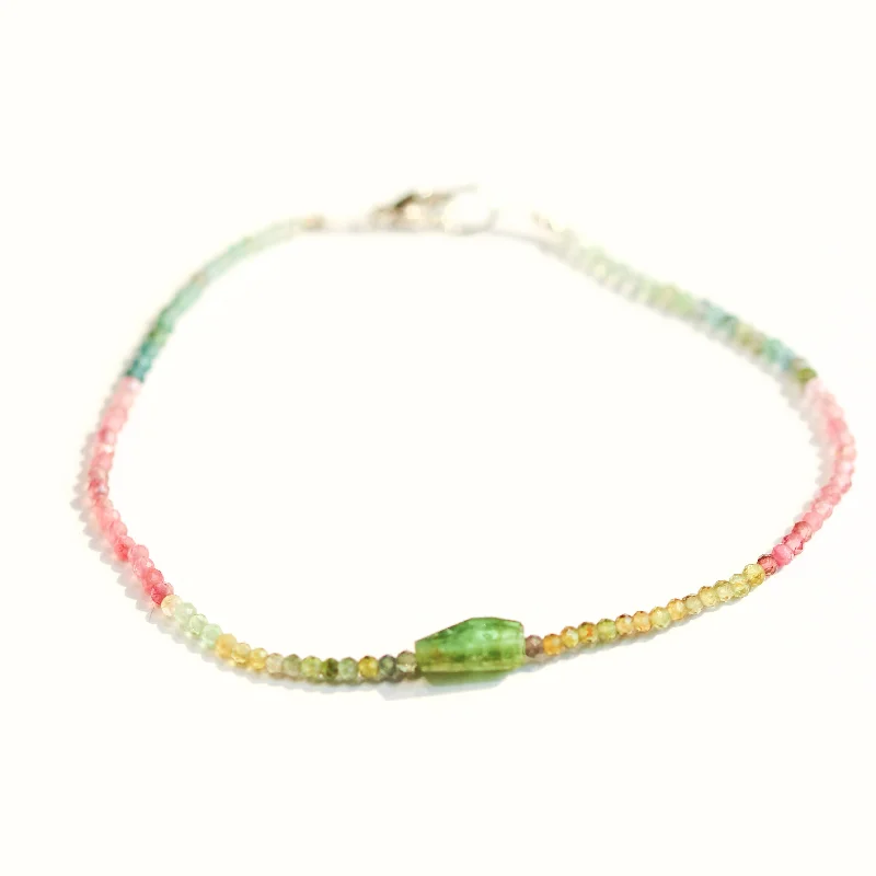 Watermelon Tourmaline & Green Tourmaline Bracelet No. 129