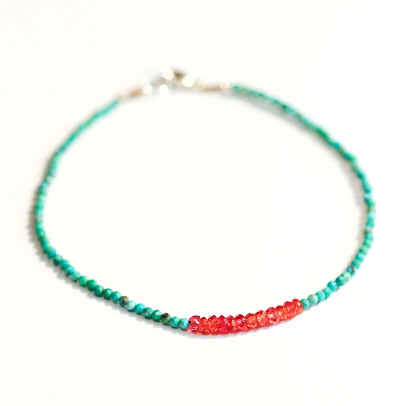 Turquoise & Orange Sapphire Bracelet No. 115