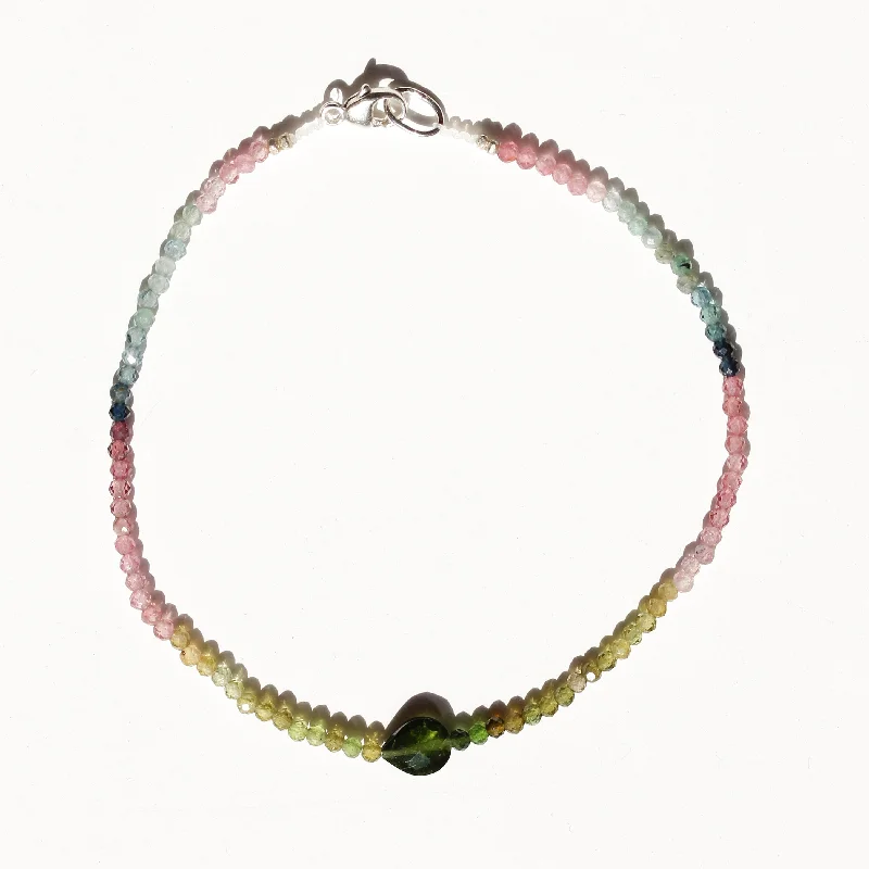 Watermelon Tourmaline + Green Tourmaline Bracelet No.50