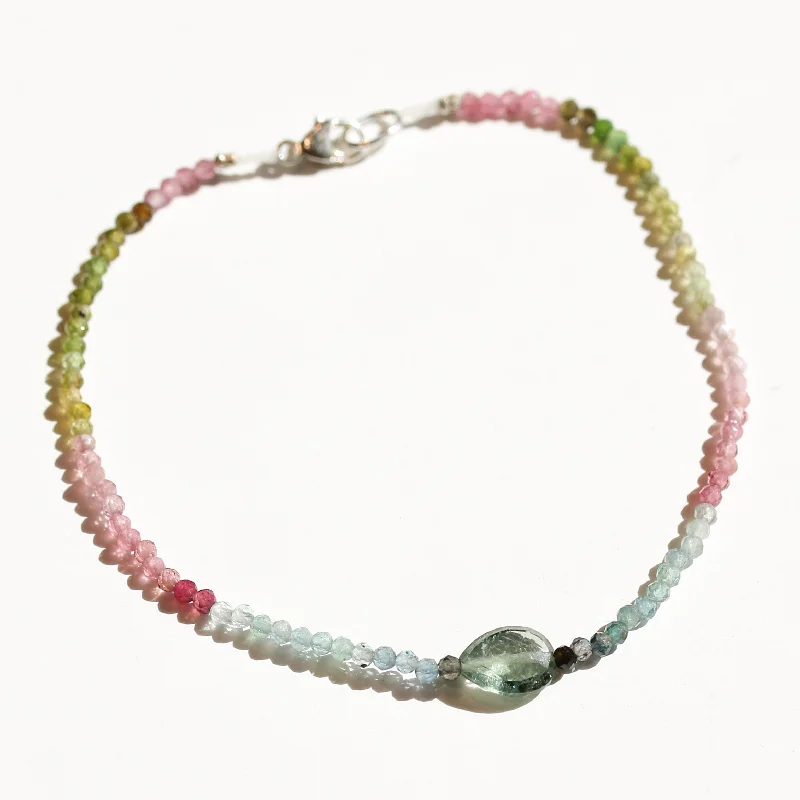 Watermelon Tourmaline + Tourmaline Bracelet No.27