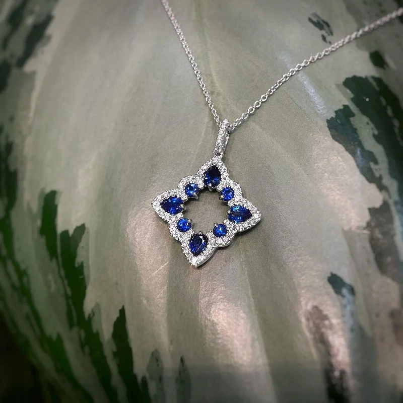 Blue Sapphire Open Shape Necklace