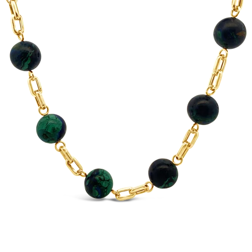 Azur Malachite Necklace, Earrings & Bracelet Set