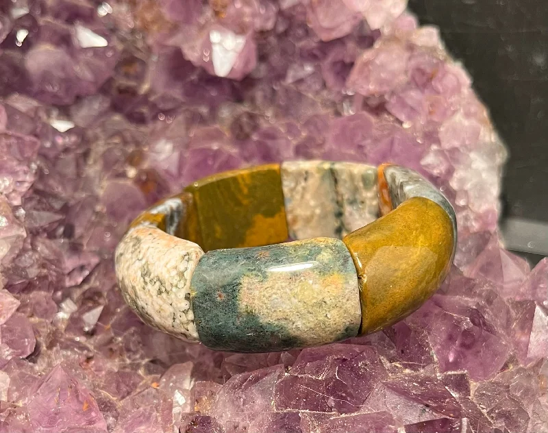 Ocean Jasper aka Fish Eye Jasper Double Strand Stretchy Bracelet