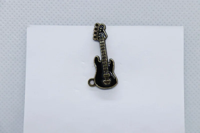 Black And Gold Guitar Imitation Jewellery Lapel Pin