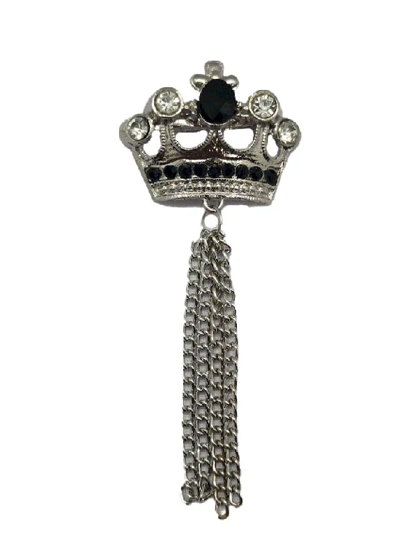 Black Studded Crown Brooch