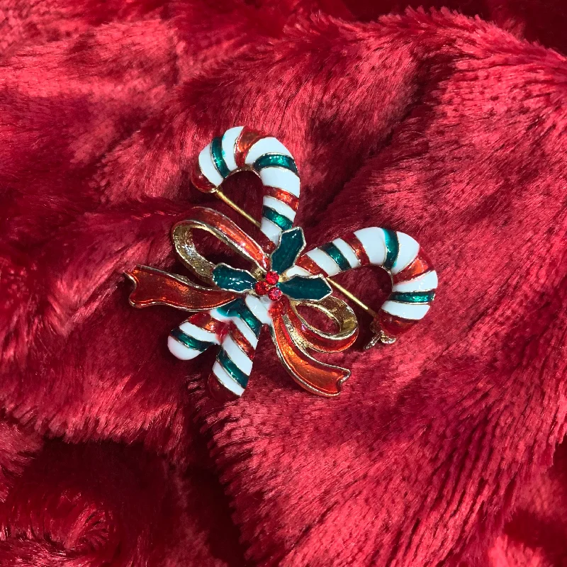 Candy Cane Christmas Brooch