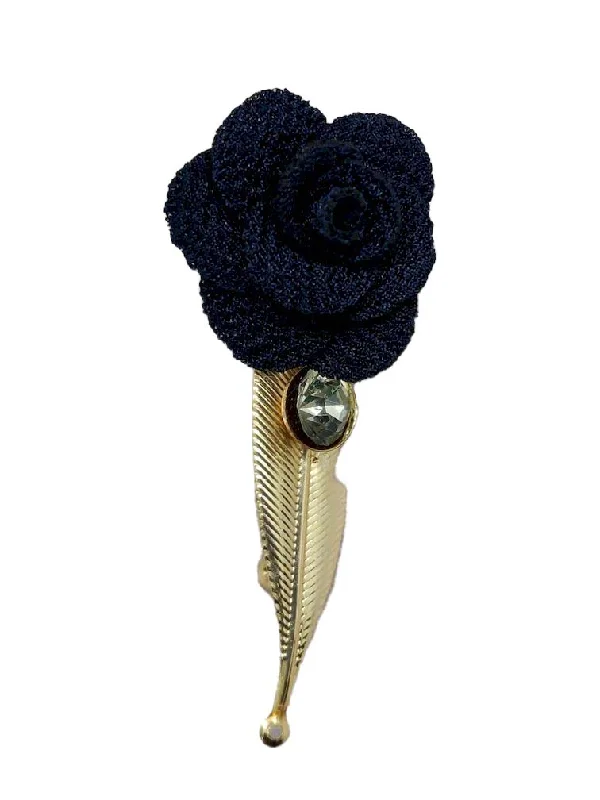 Dark Gray Open Flower Brooch