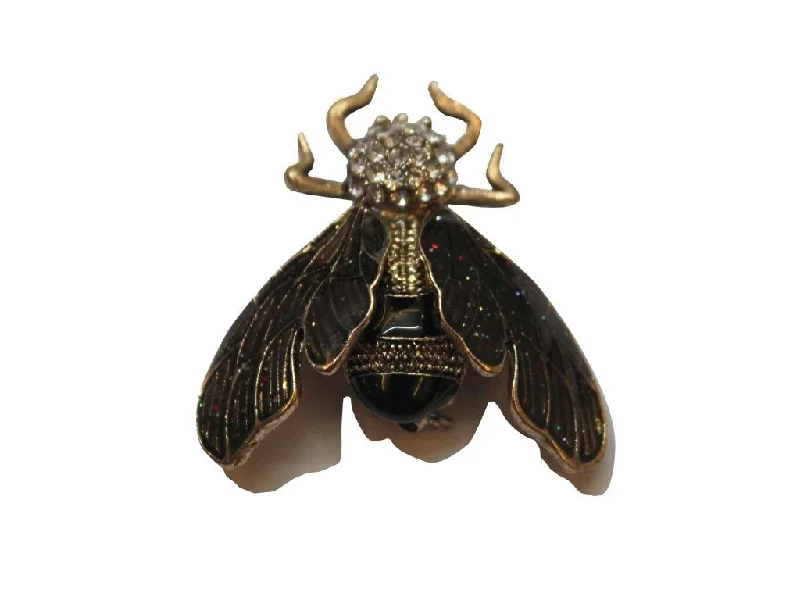 Black Fancy Brass Bee Brooch