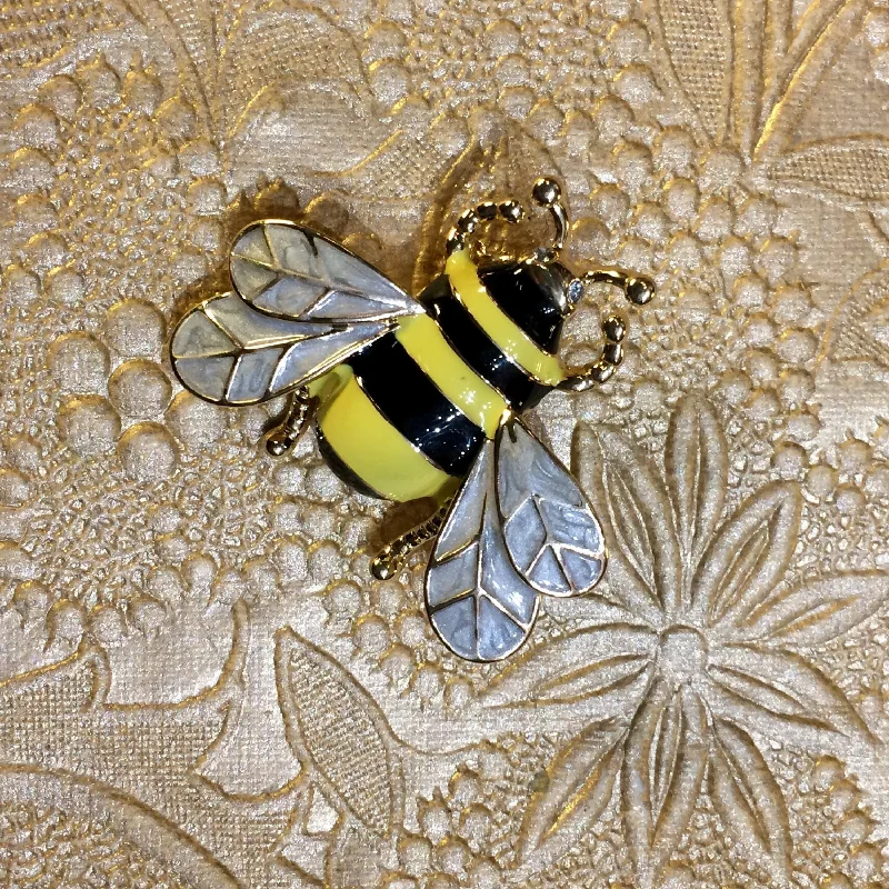 Enamel Bumble Bee Brooch Black Yellow