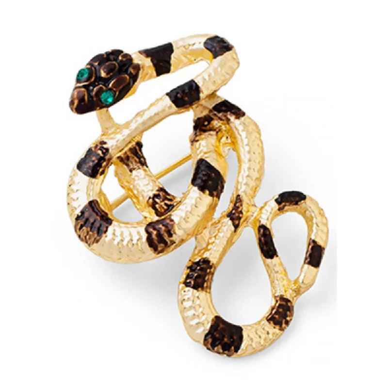 Golden Black Stylish Snake Designer Brooch