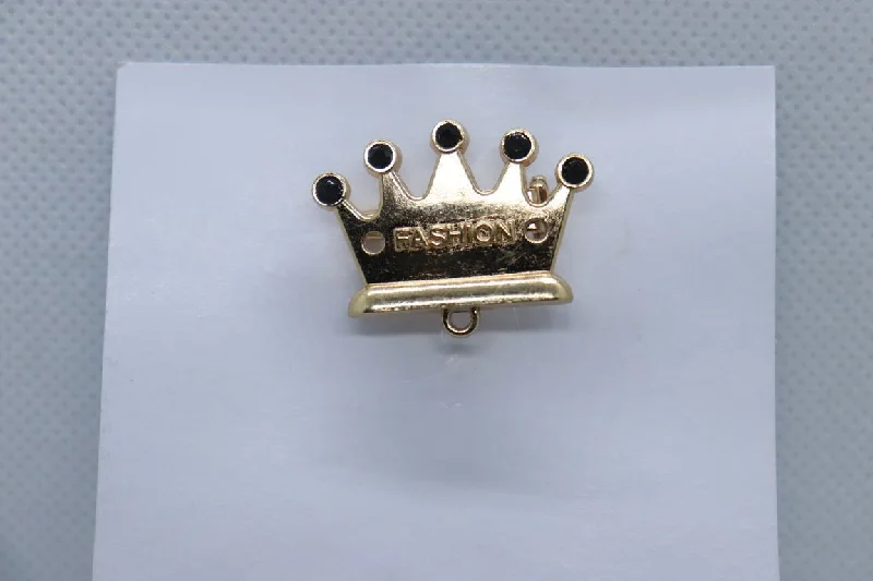 Golden Crown With Black Stone Imitation Jewellery Lapel Pin